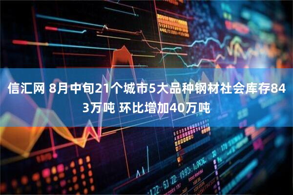 信汇网 8月中旬21个城市5大品种钢材社会库存843万吨 环比增加40万吨