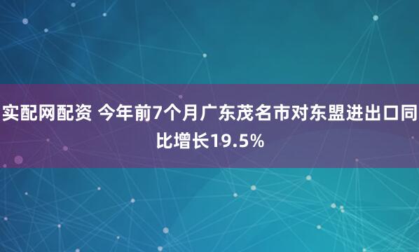 实配网配资 今年前7个月广东茂名市对东盟进出口同比增长19.5%
